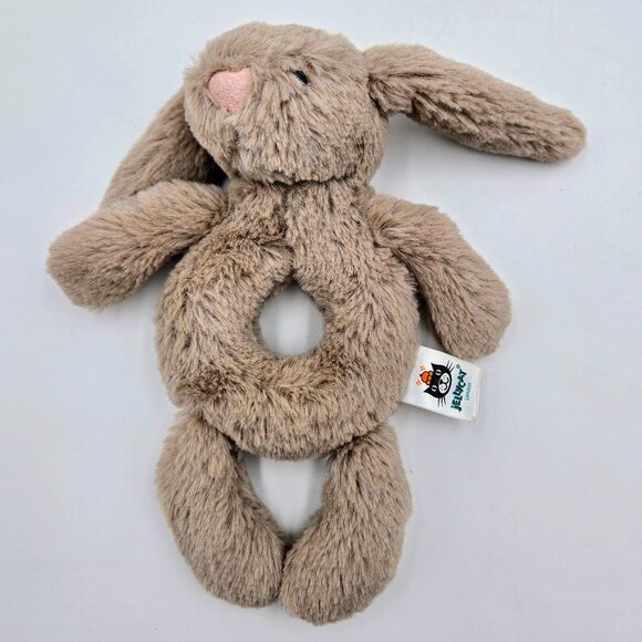 Jellycat Bashful Bunny Rabbit Plush Rattle Ring Grabber Lovey Baby Toy Read - Picture 1 of 9